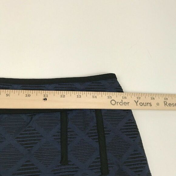 Ann Taylor Womens Jacquard Pencil Skirt Blue Black Print Back Zip Lined Size 8 - Picture 7 of 12